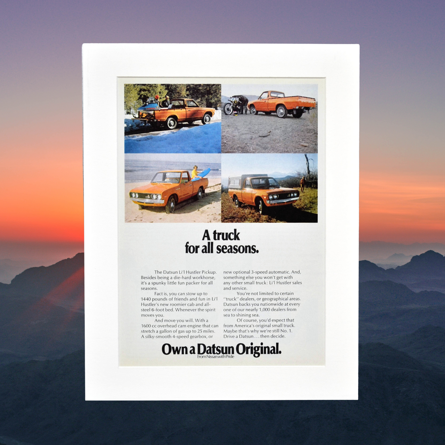 Vintage 1973 Datsun Lil Hustler Pickup Print Ad