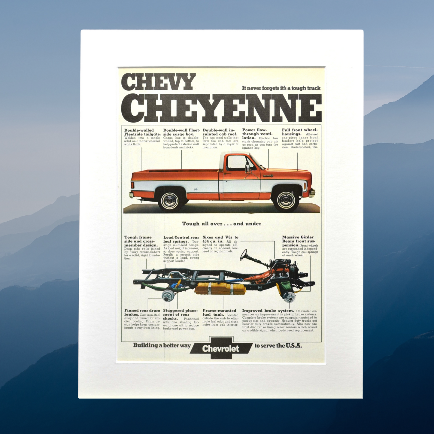 Mid-70s Chevy Cheyenne Pickup print Ad