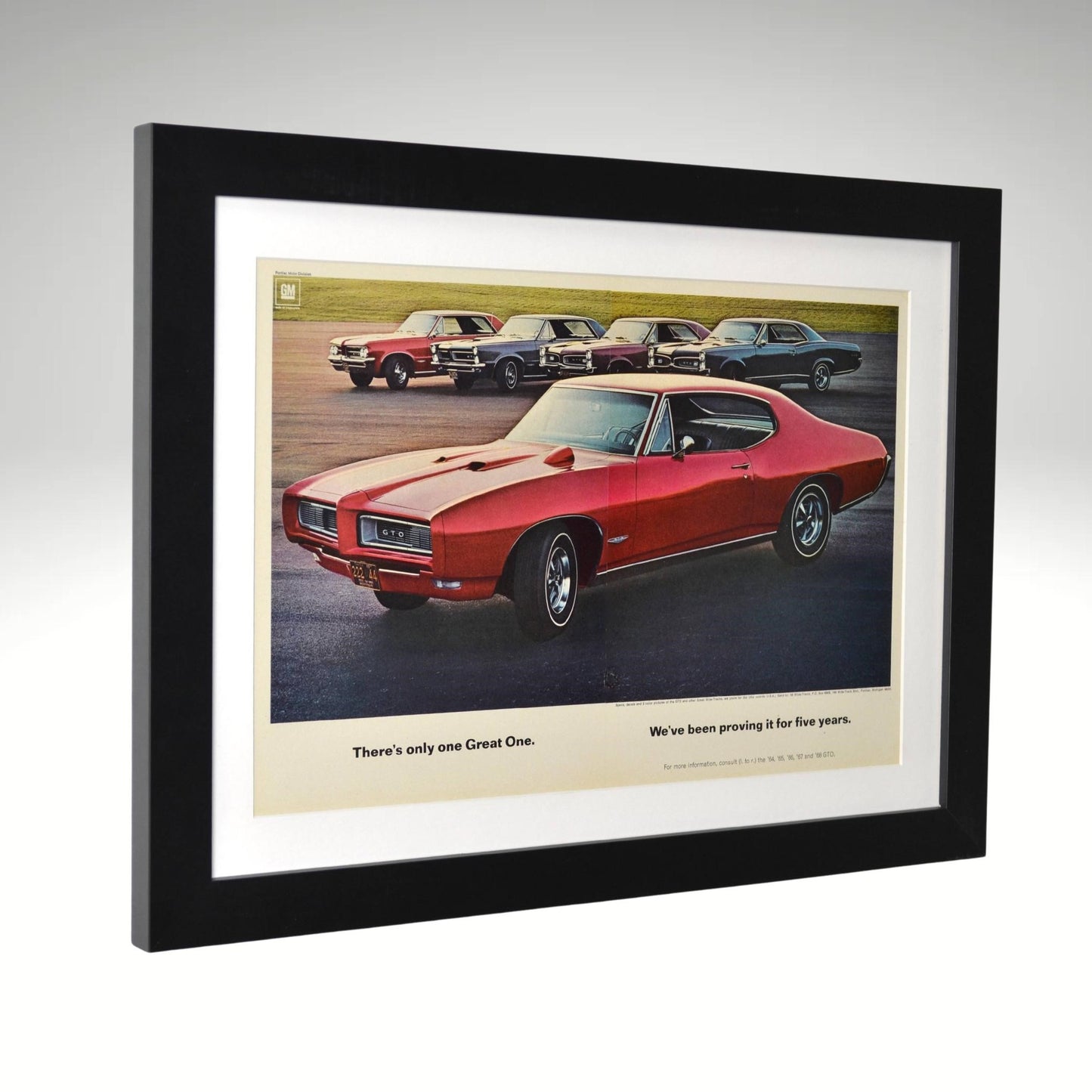 Pontiac GTO 1964-1968 Lineup Ad | Framed Muscle Car Wall Art, side view