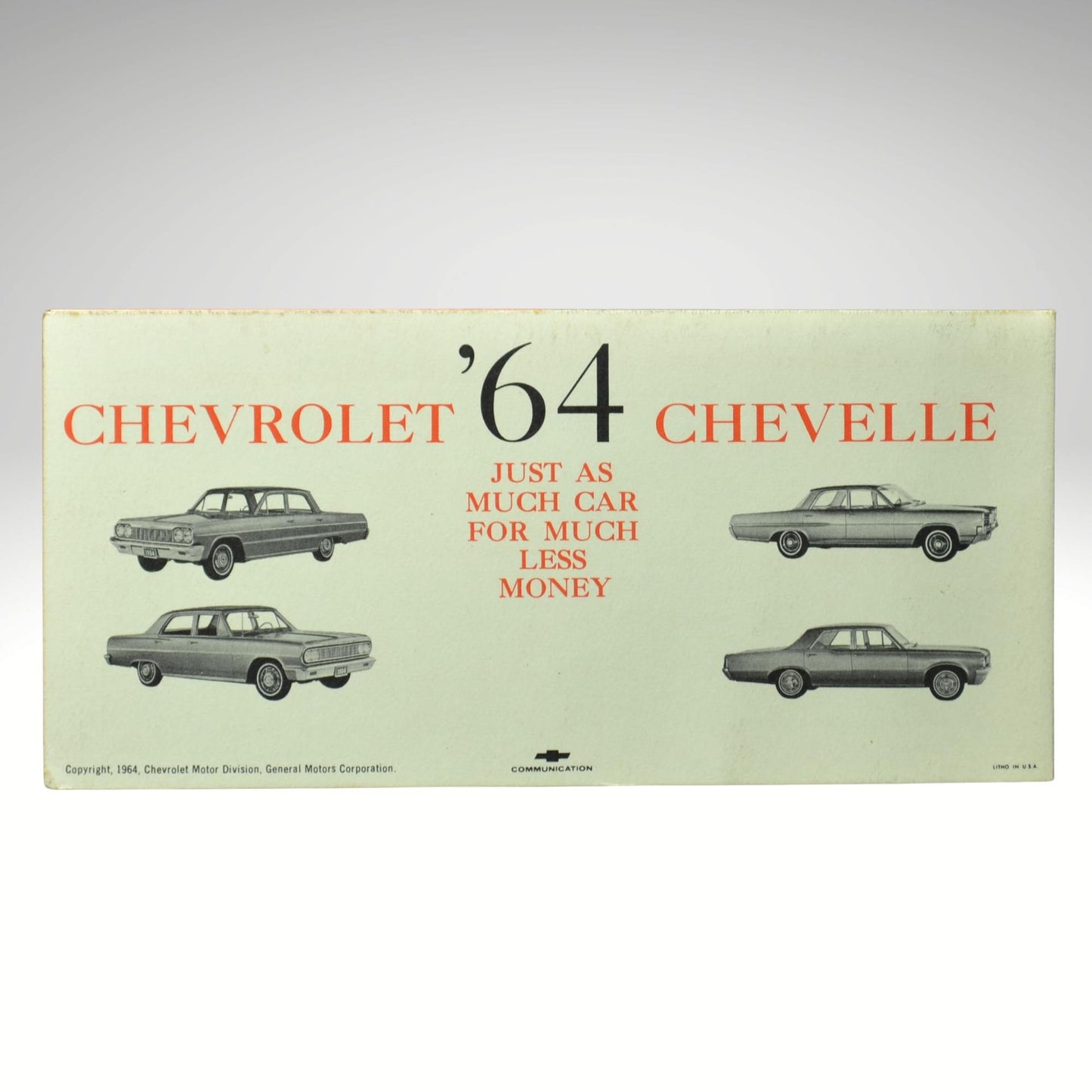 1964 Chevrolet Chevelle salesman brochure back cover Pontiac Tempest Catalina comparison vintage dealer literature