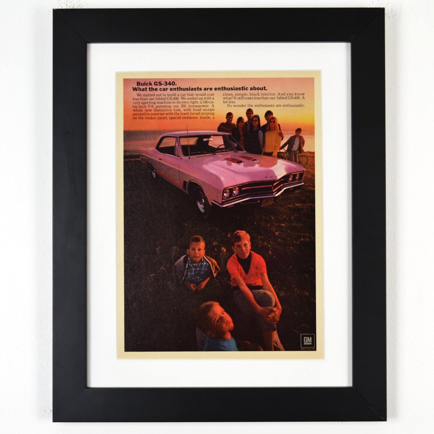 1967 Buick GS 340 Vintage Print Ad framed