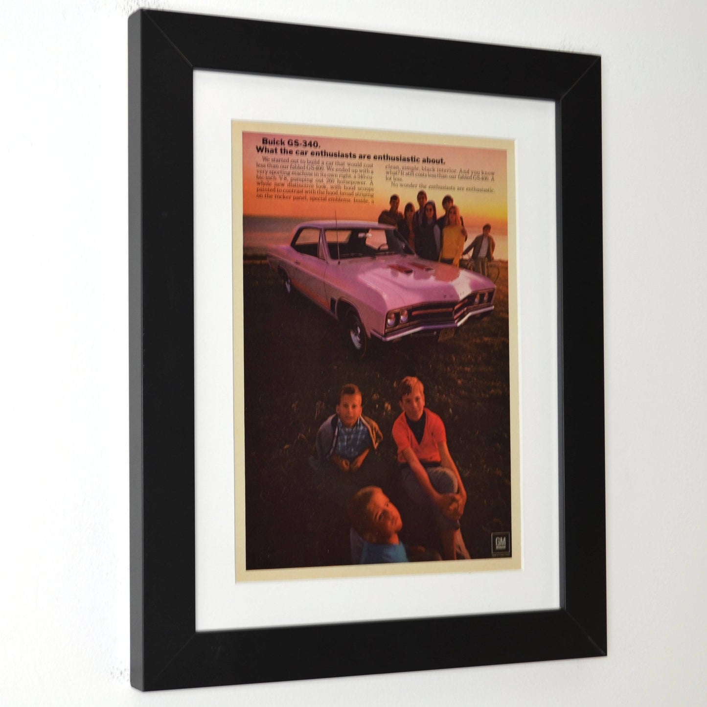 1967 Buick GS 340 Vintage Print Ad side view framed