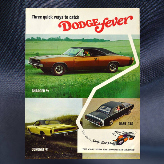 1968 Dodge Fever brochure front cover with Charger R/T, Coronet R/T, and Dart GTS