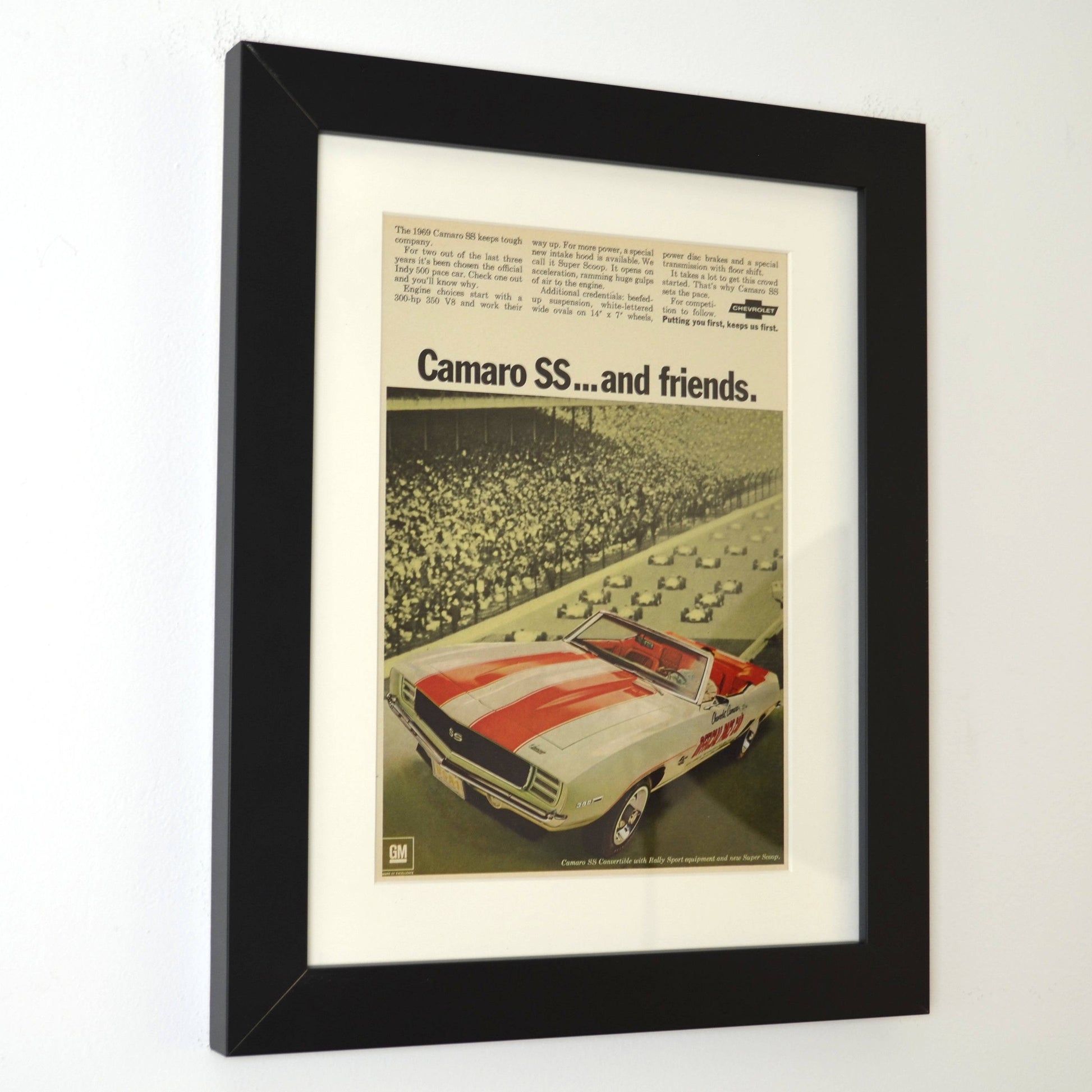 1969 Chevrolet Camaro SS Rally Sport Convertible Indy Pace Car Ad - Vintage Art Garage