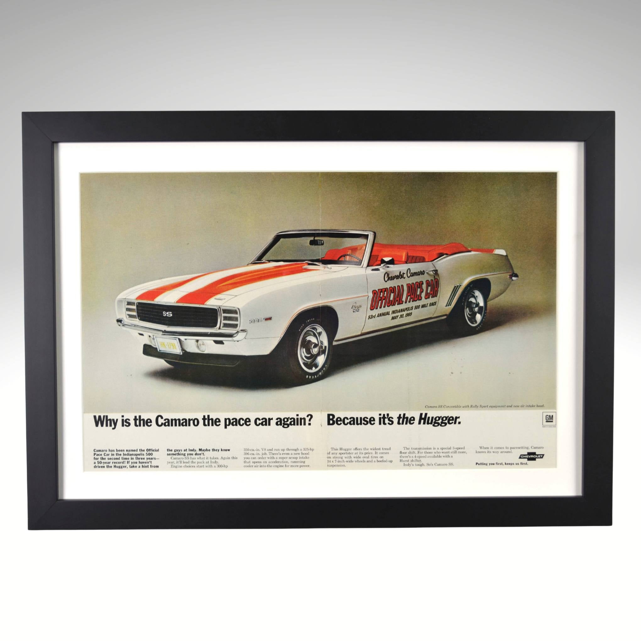 1969 Camaro Indy Pace Car Framed Print – 17x24 | Vintage Art Garage
