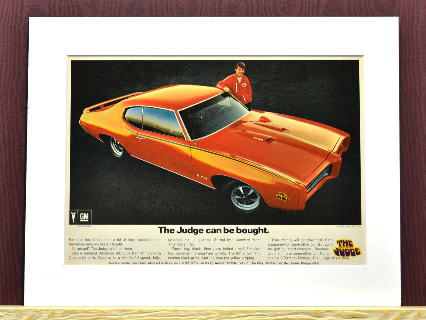 1969 Pontiac GTO Judge Vintage Print Ad