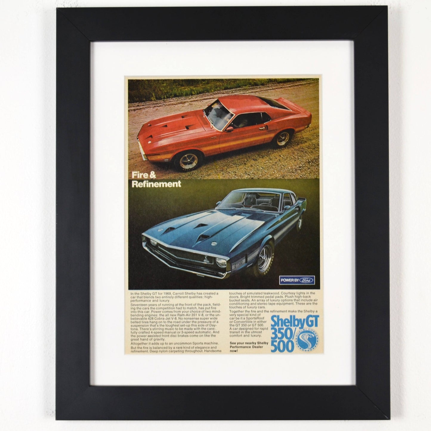 Framed 1969 Shelby GT-350 & GT-500 Ad