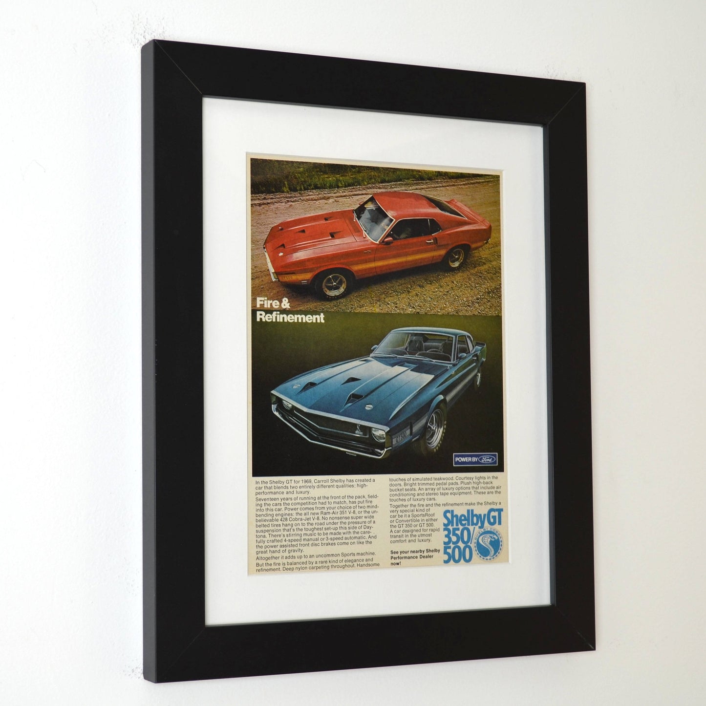 1969 Shelby GT-350 & GT-500 Ad framed