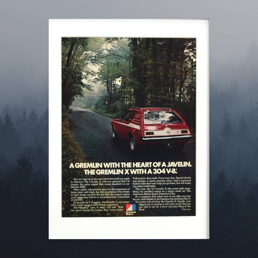 1972 AMC Gremlin X Vintage Print Ad - Classic Muscle Compact Wall Art