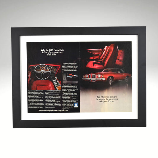 Red 1973 Pontiac Grand prix Ad | Framed Vintage Wall Art
