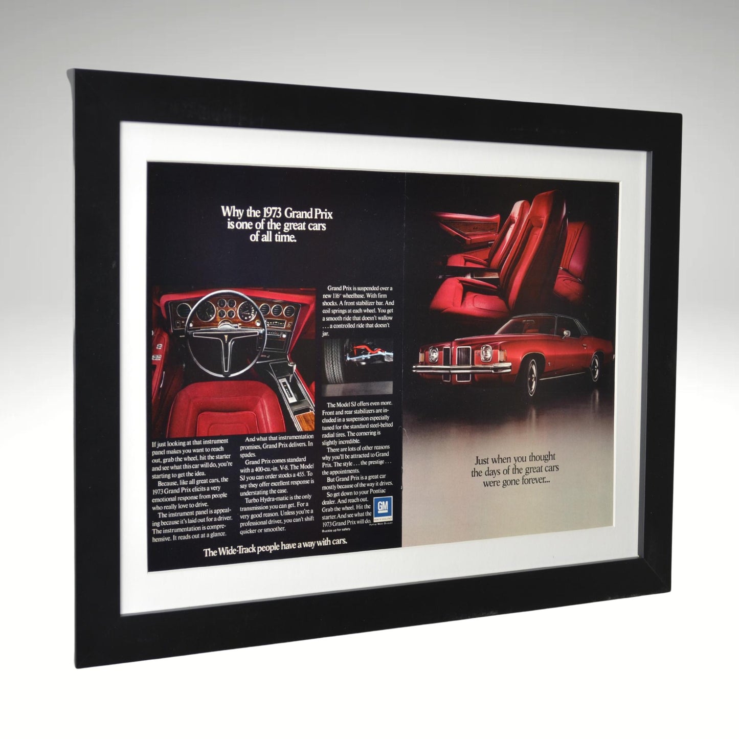 1973 Pontiac Grand Prix Ad | Framed Vintage Wall Art side view