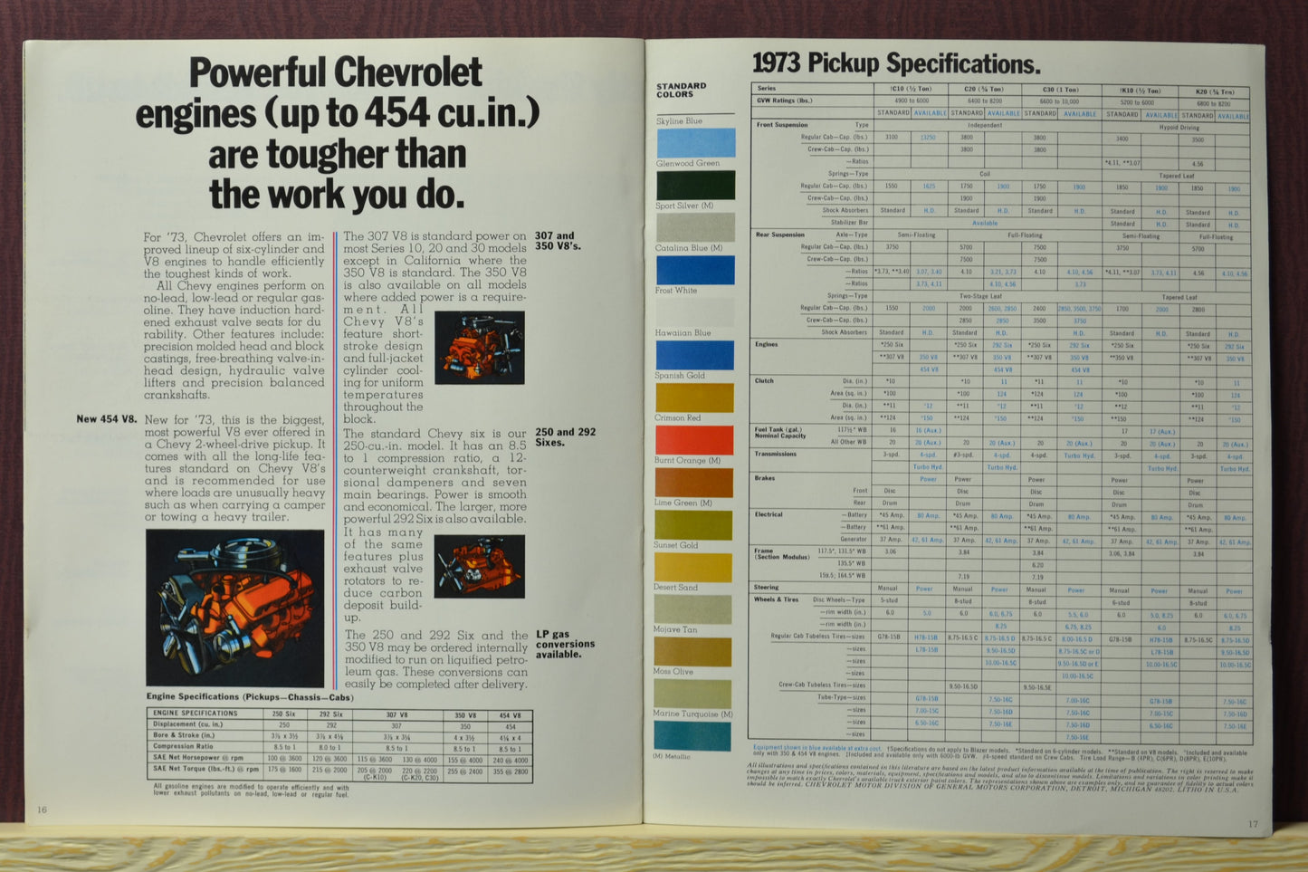1973 Chevrolet Pickup Truck Brochure specs