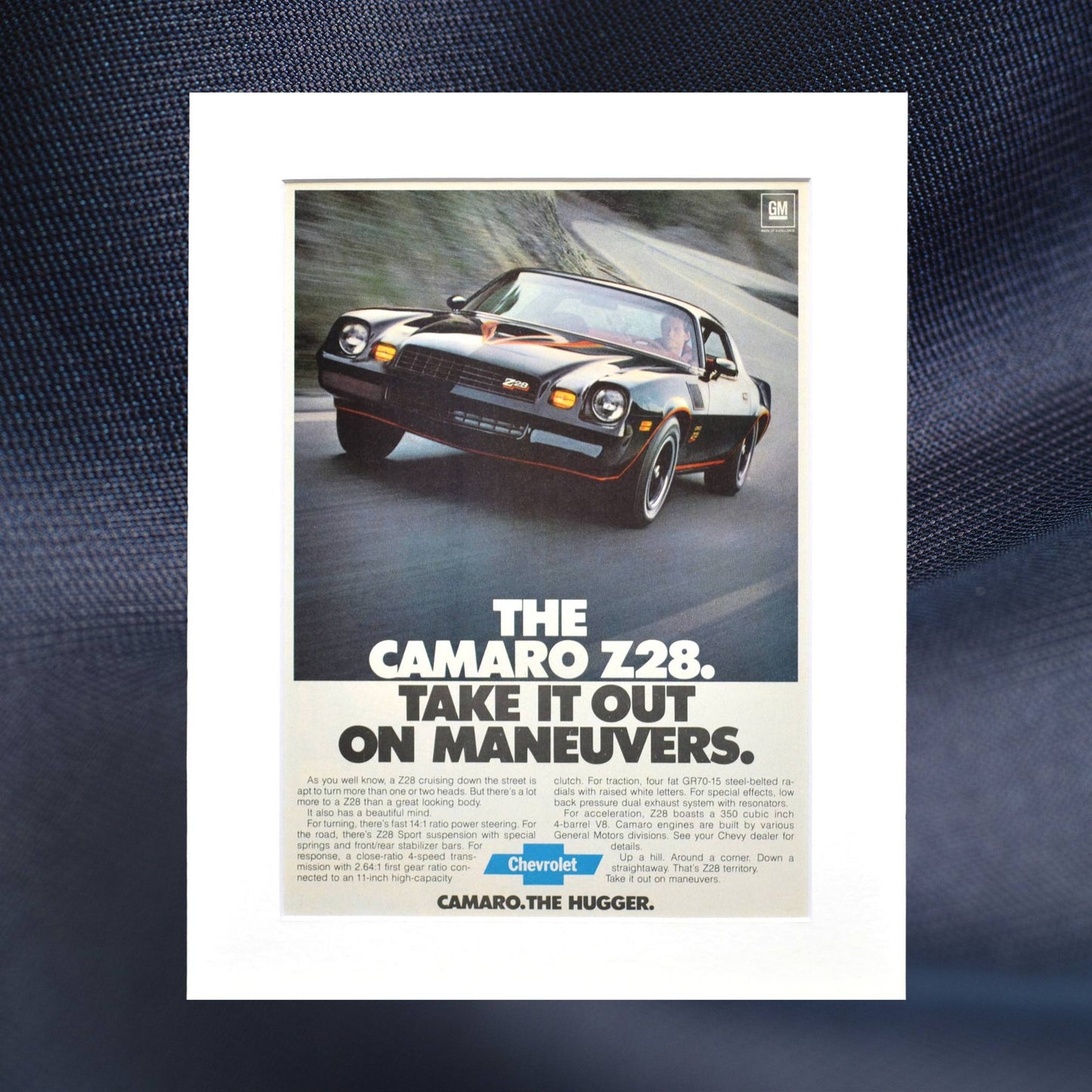 black 1978 Chevrolet Camaro Z-28 vintage car poster advertisement