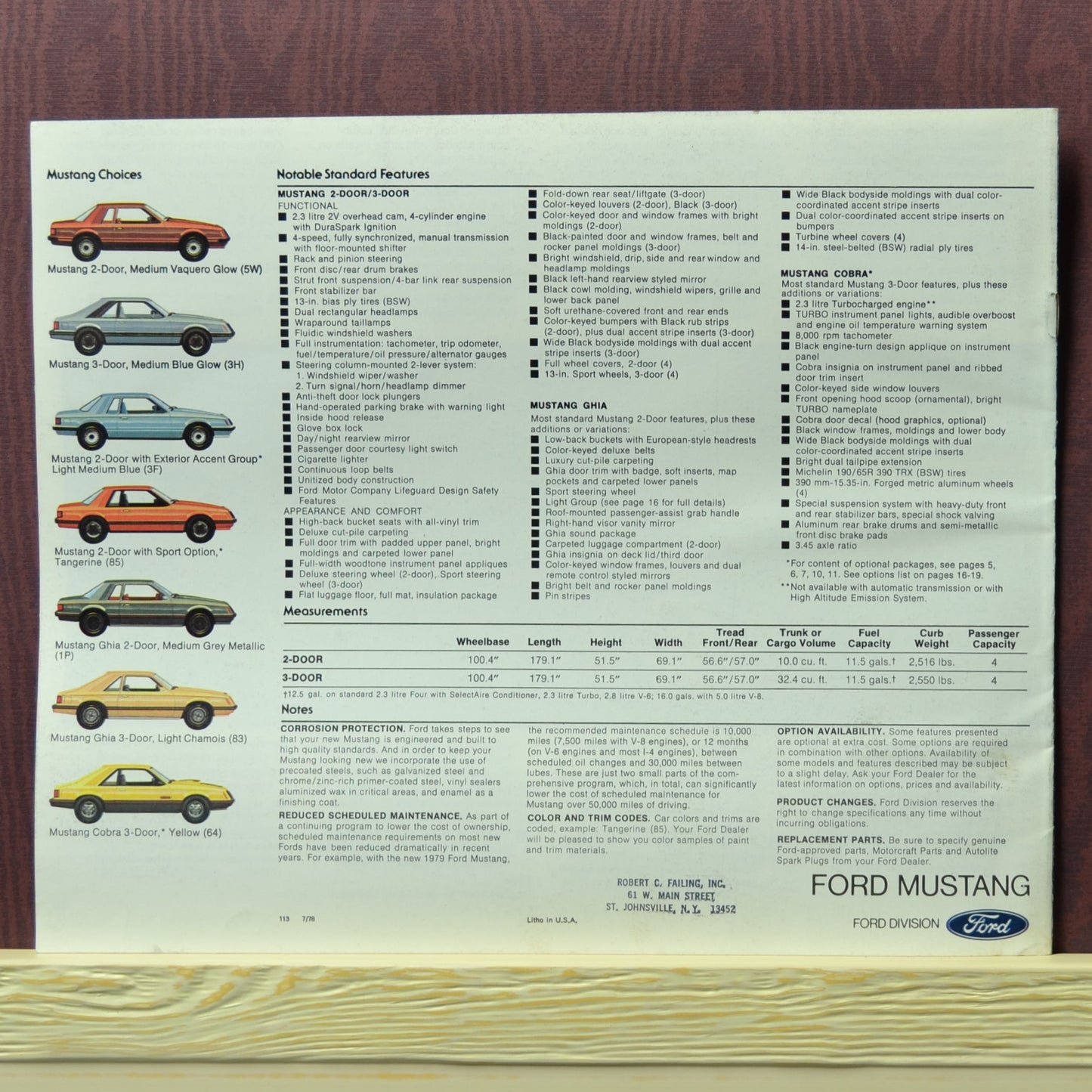 1979 Mustang 2-Door and 3-Door Models from Brochure