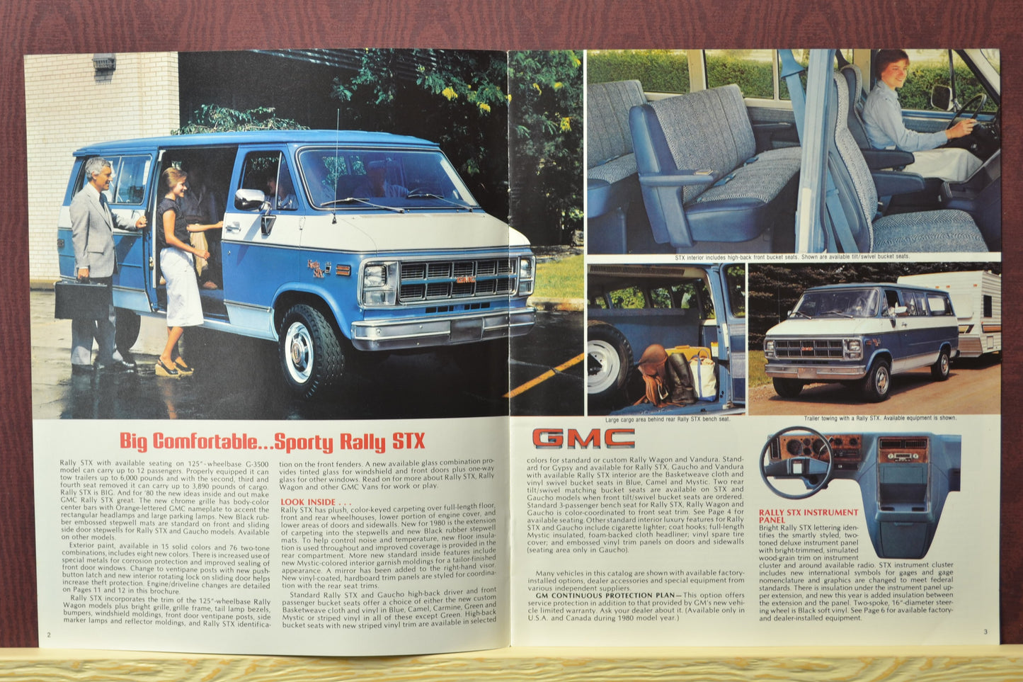 1980 GMC Rally STX and Vandura dealer brochure featuring classic van models