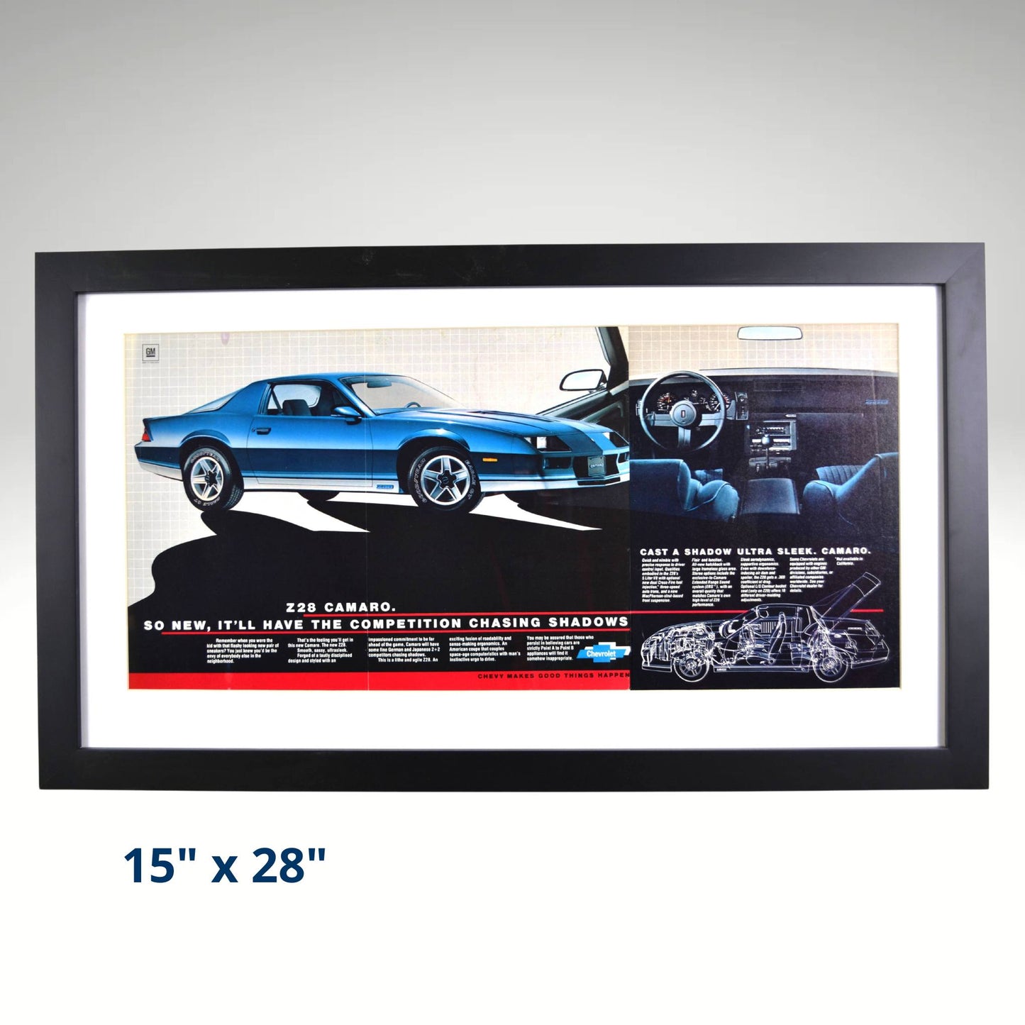Framed 1982 Chevrolet Camaro Z28 Print – Classic Camaro Advertisement – Collector’s Wall Art
