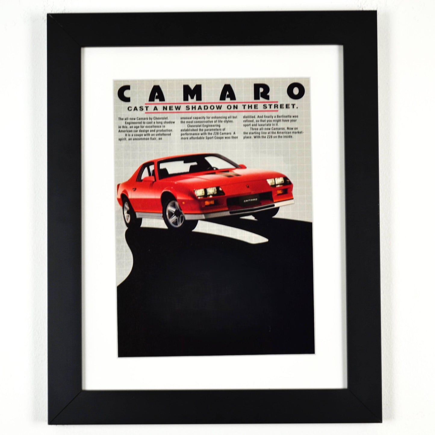 1982 Chevrolet Camaro Z28 Ad, framed