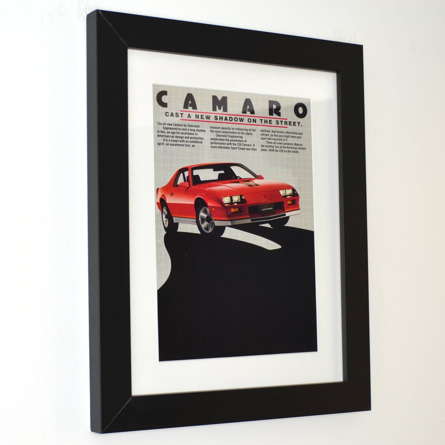 1982 Chevrolet Camaro Z28 Ad, side view, framed