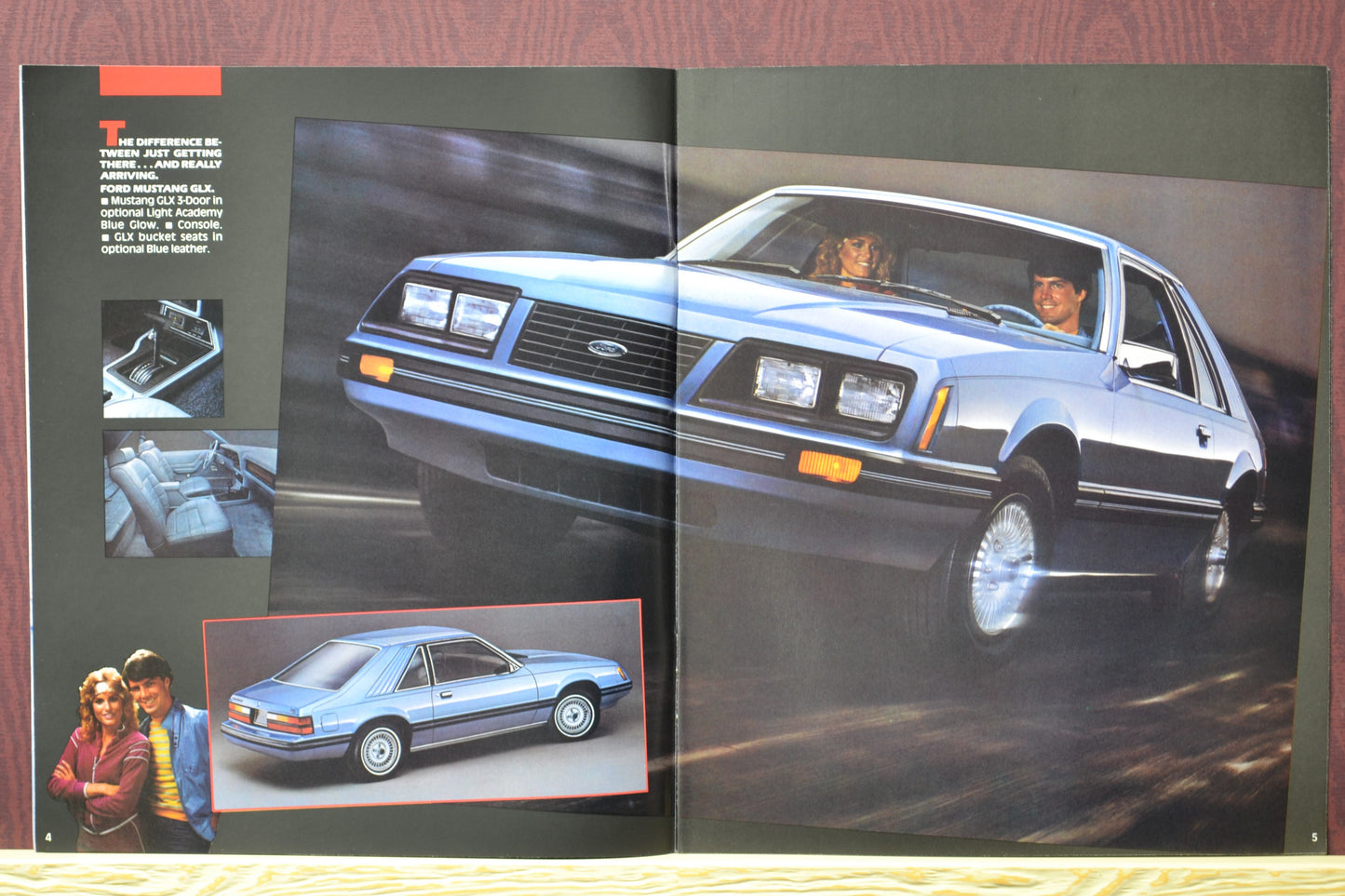 1983 Ford Mustang driving , blue Foxbody Mustang
