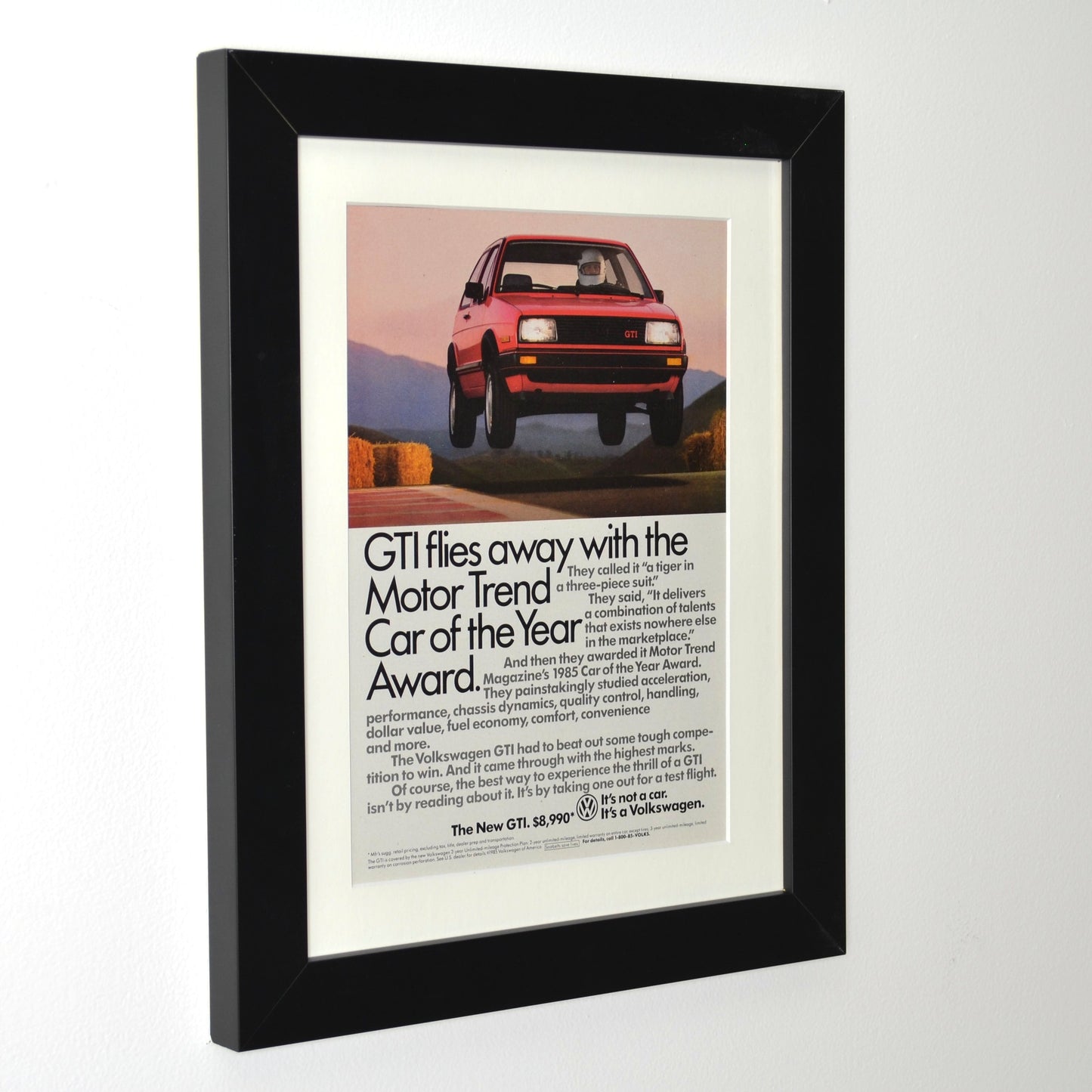1985 Volkswagen GTI Vintage Ad framed side view