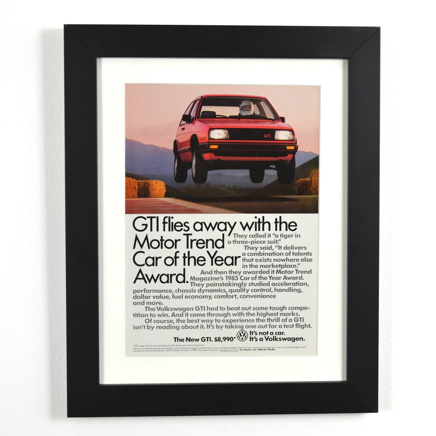 1985 Volkswagen GTI Vintage Ad framed