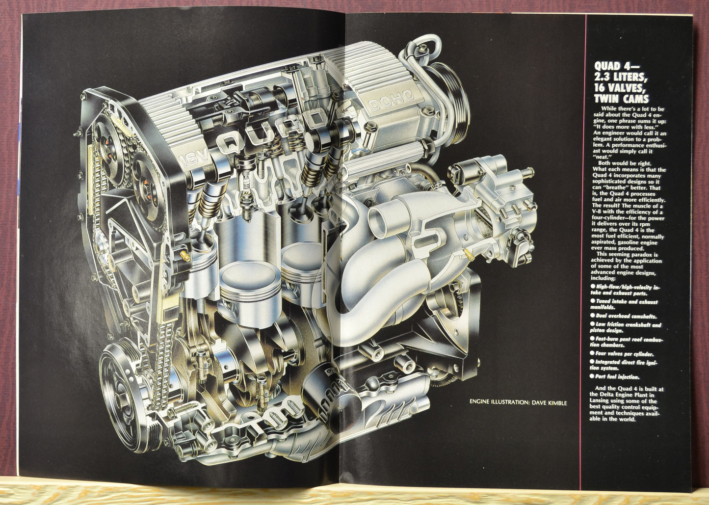 Oldsmobile Quad 4 engine illustration – transparent technical view showing Quad 4 engine layout