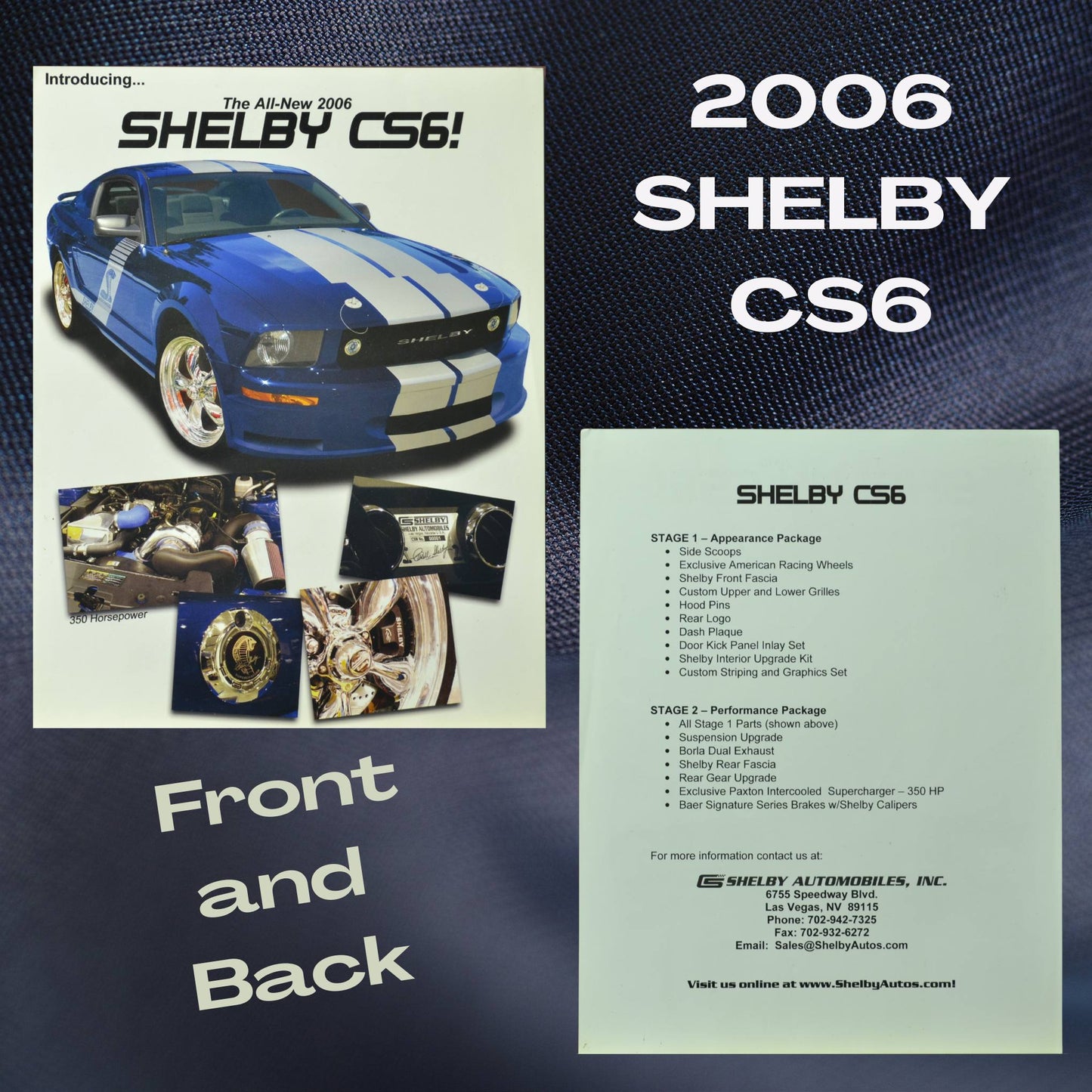 Front and back of the 2006 Shelby CS6 dealer flyer โ John Barnes Collection