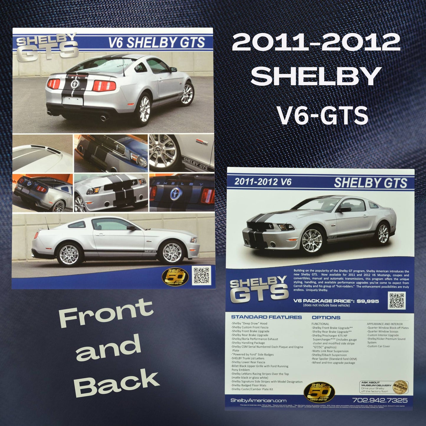 Front and back of the 2011-2012 Shelby V6-GTS flyer โ John Barnes Collection