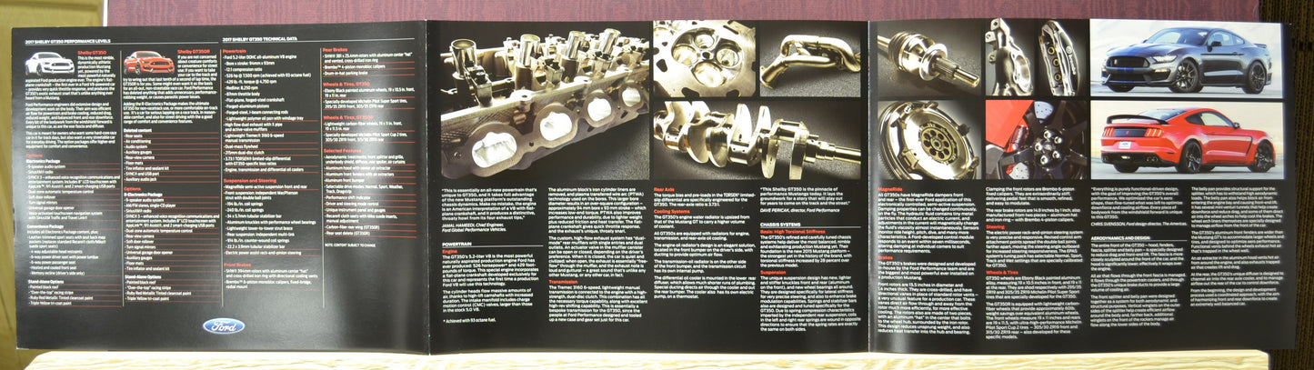 Backside side Spread of the 2017 Shelby GT-350 Brochure – Detailed Technical Specs and Images of Performance Parts