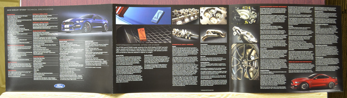 2019 Shelby GT-350 Brochure Unfolded Inside Pages – Technical Specs and Performance