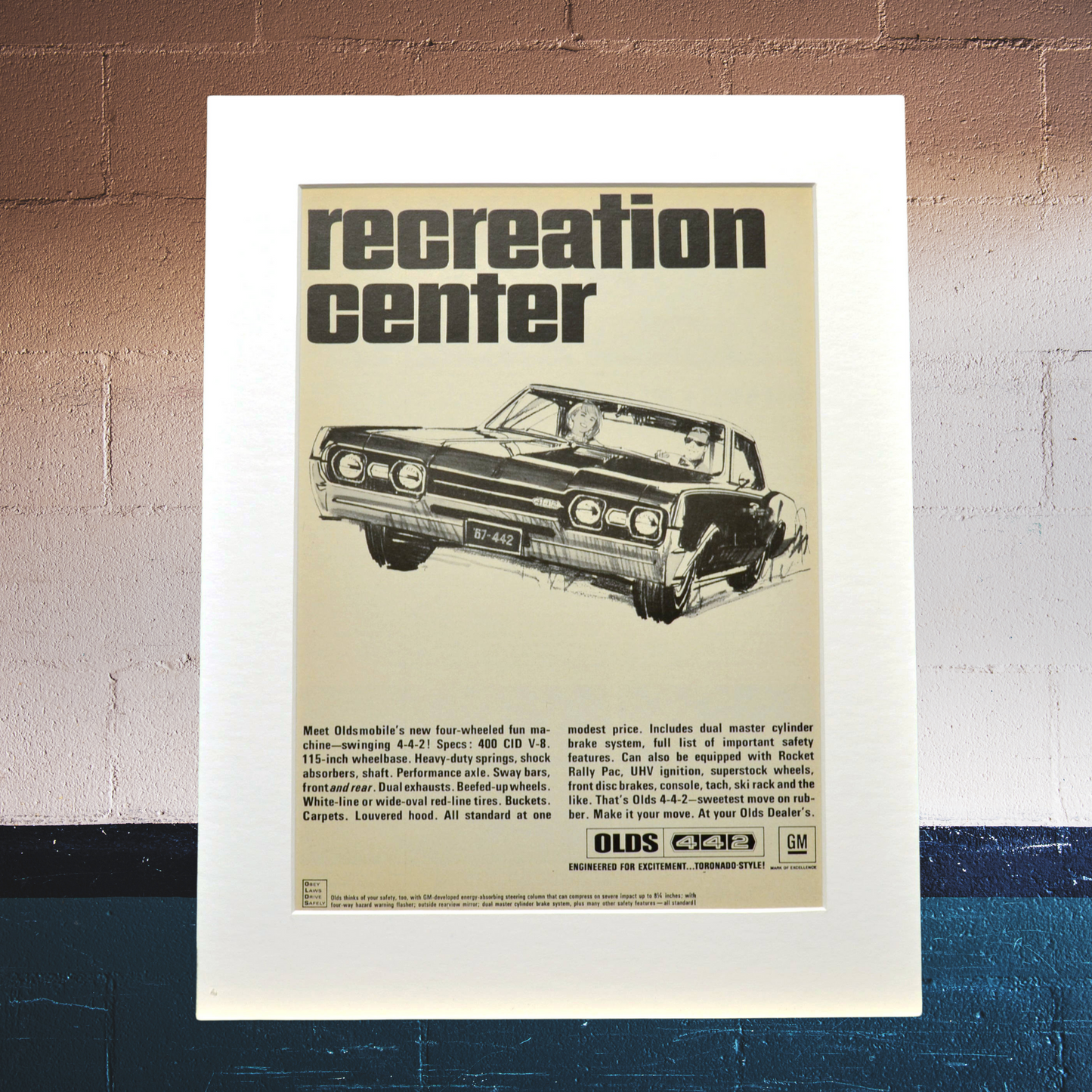1967 Oldsmobile Cutlass 442 Ad - Vintage Muscle Car Print for Mancave or Garage Decor - Vintage Art Garage