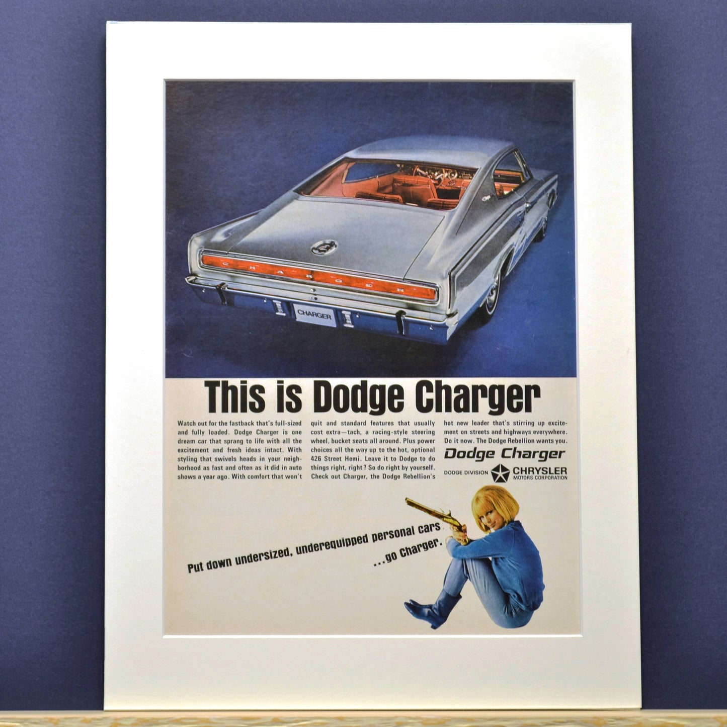 Original 1966 Dodge Charger Vintage Print Ad – Mopar Muscle Car Art 2