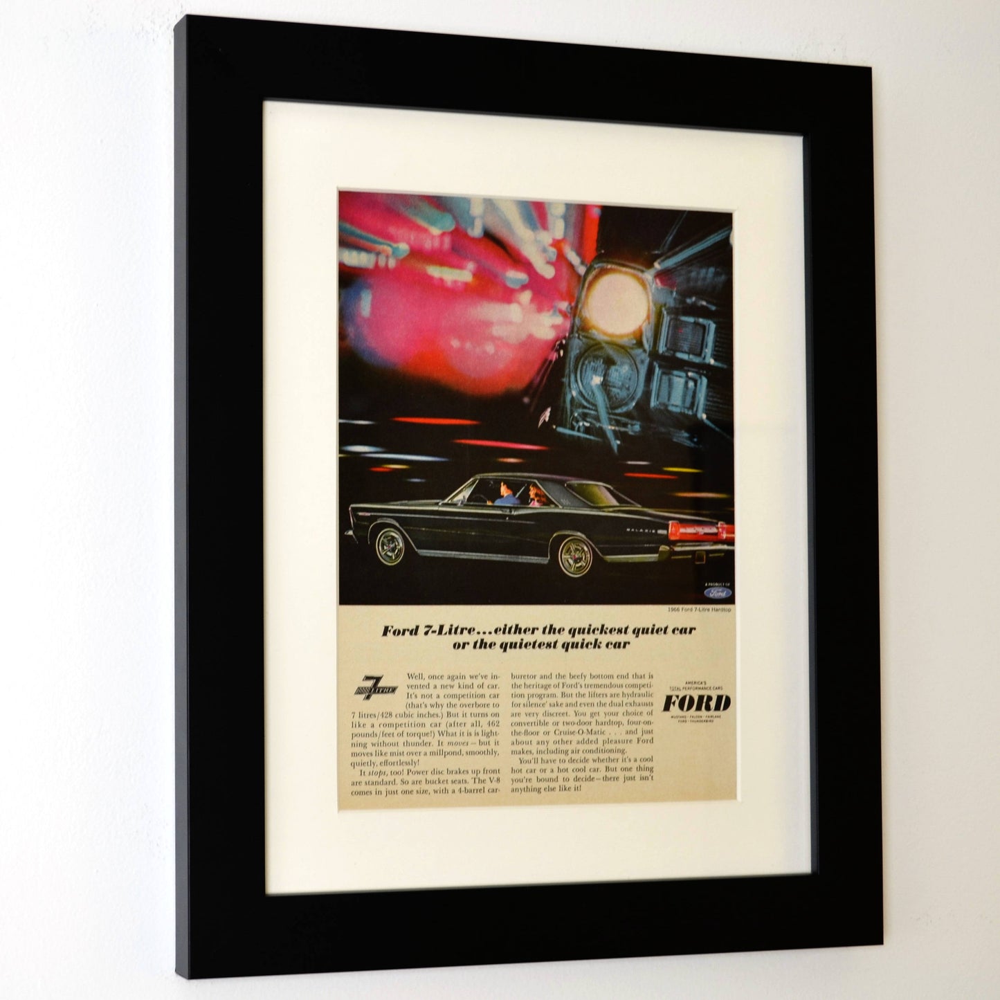 1966 Ford Galaxy 500 print Ad side view framed
