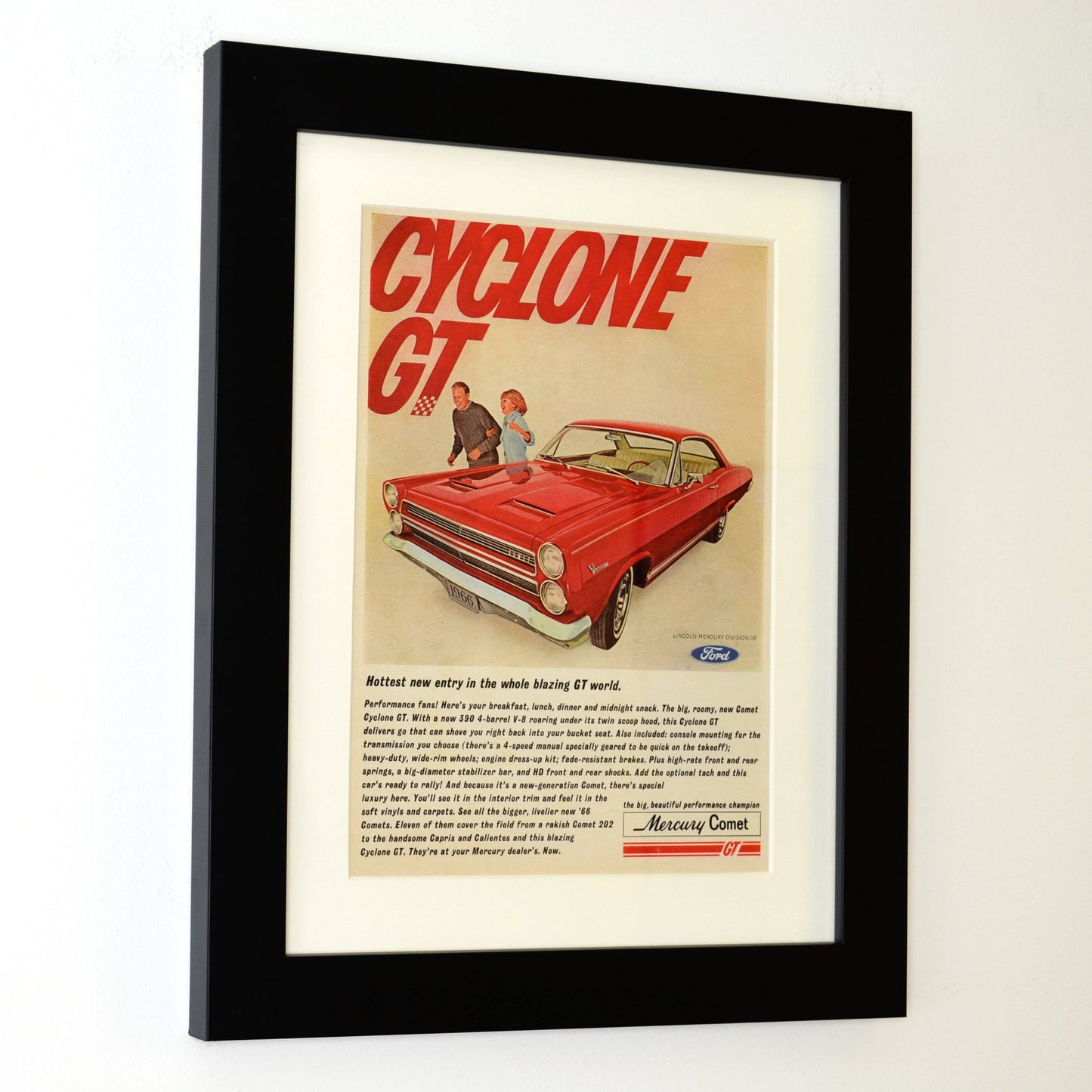 1966 Mercury Cyclone GT Vintage Ad - Classic Muscle Car Print side view