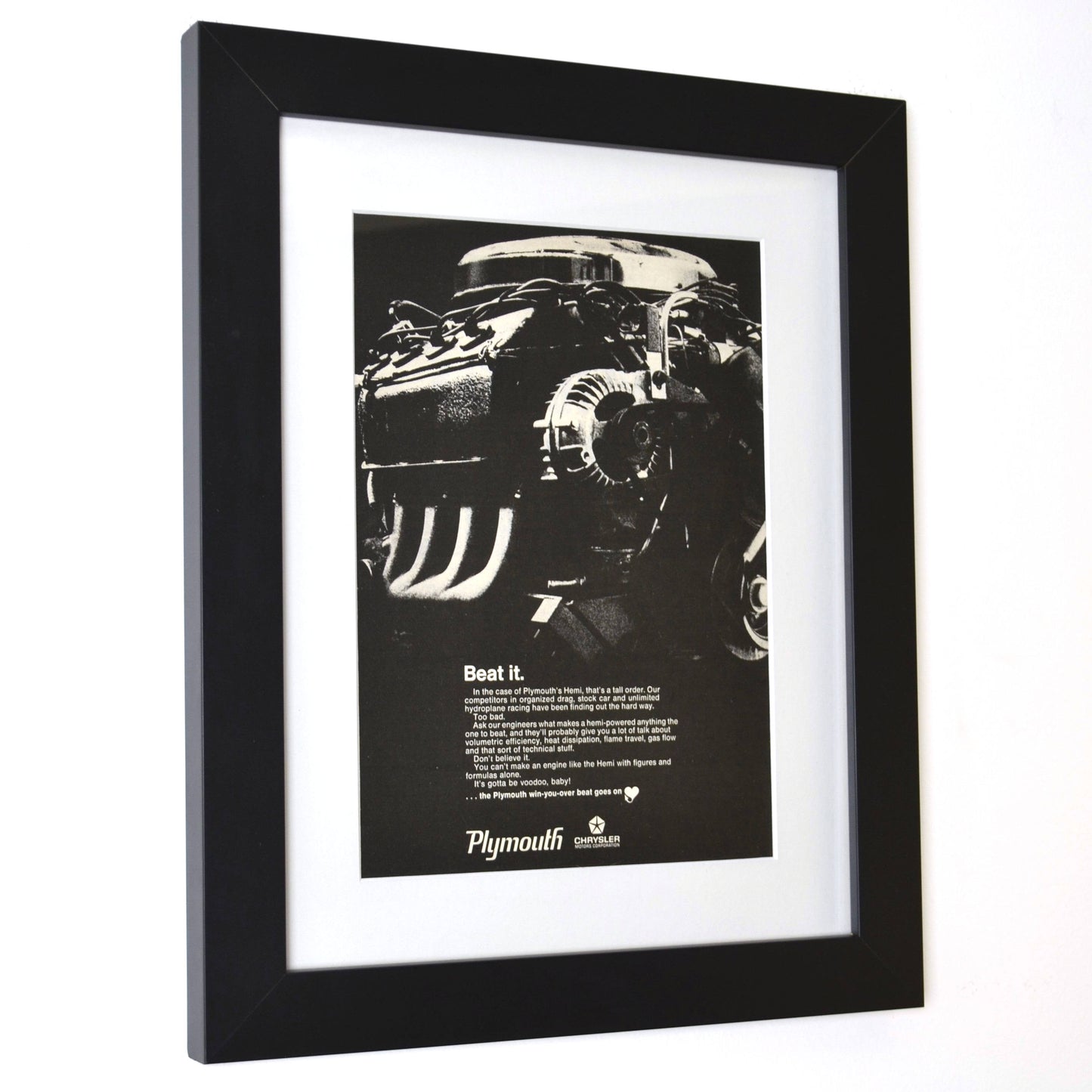 1967 Hemi “Beat It” Ad - Vintage MOPAR Muscle Car Print framed