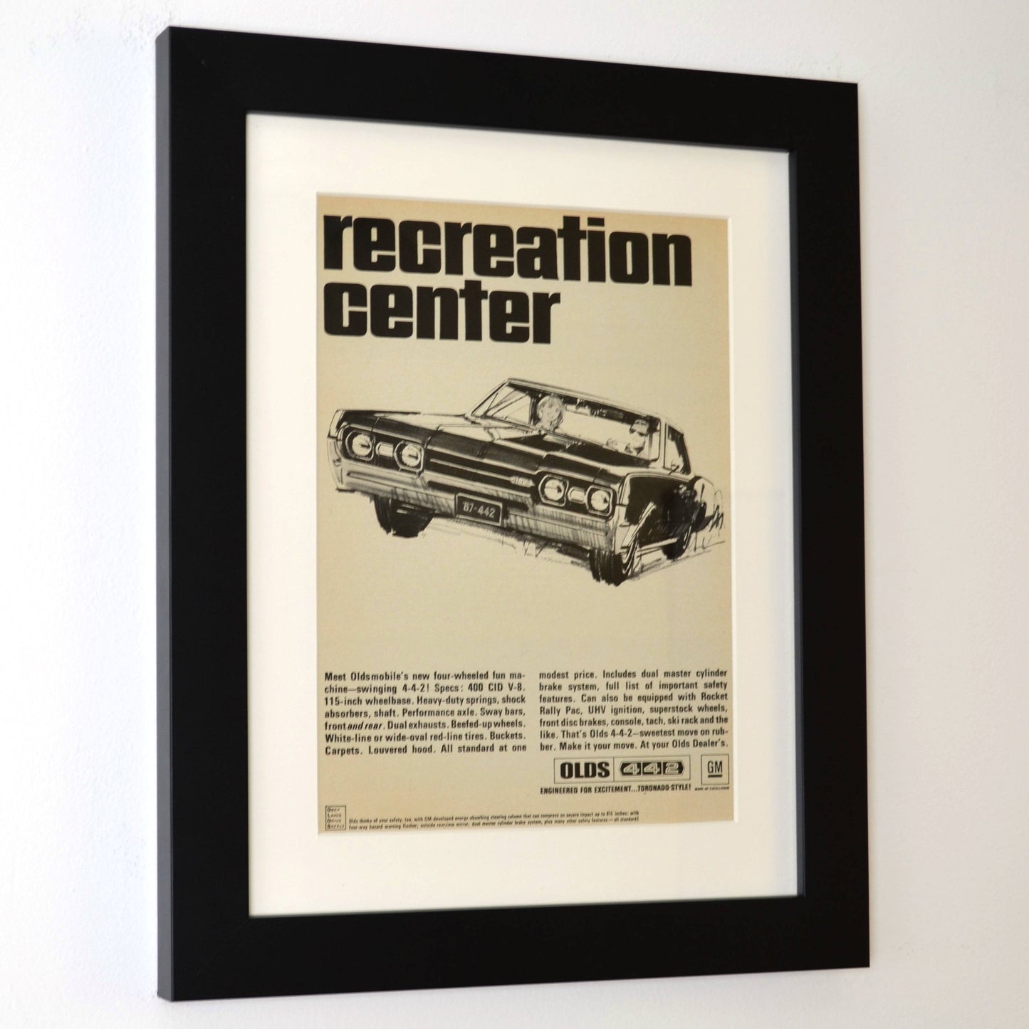 1967 Oldsmobile Cutlass 442 Ad - Vintage Muscle Car Print for Mancave or Garage Decor - Vintage Art Garage