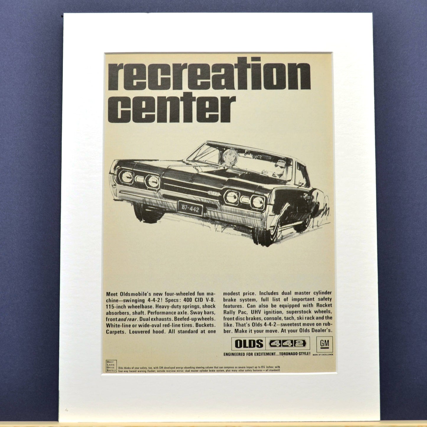1967 Oldsmobile Cutlass 442 Ad - Vintage Muscle Car Print for Mancave or Garage Decor - Vintage Art Garage