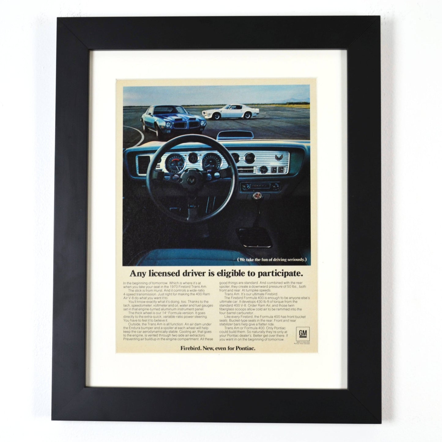 1970 Pontiac Firebird Trans Am Ad framed