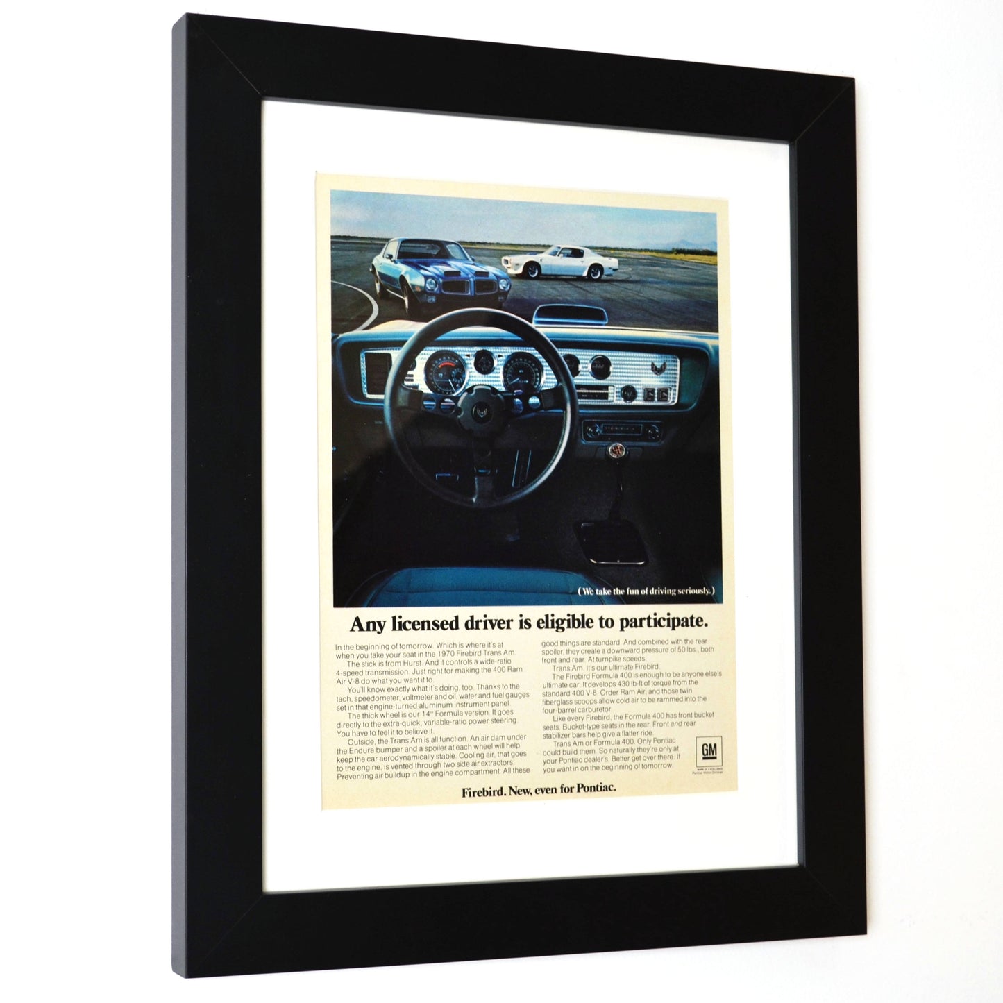 Framed 1970 Pontiac Firebird Trans Am Ad