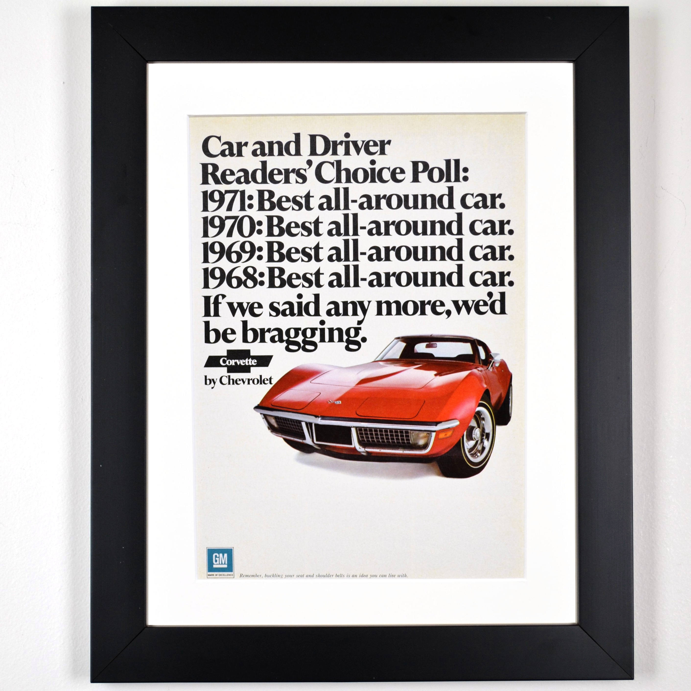 71 Chevrolet Corvette vintage automotive print ad, – Vintage art garage