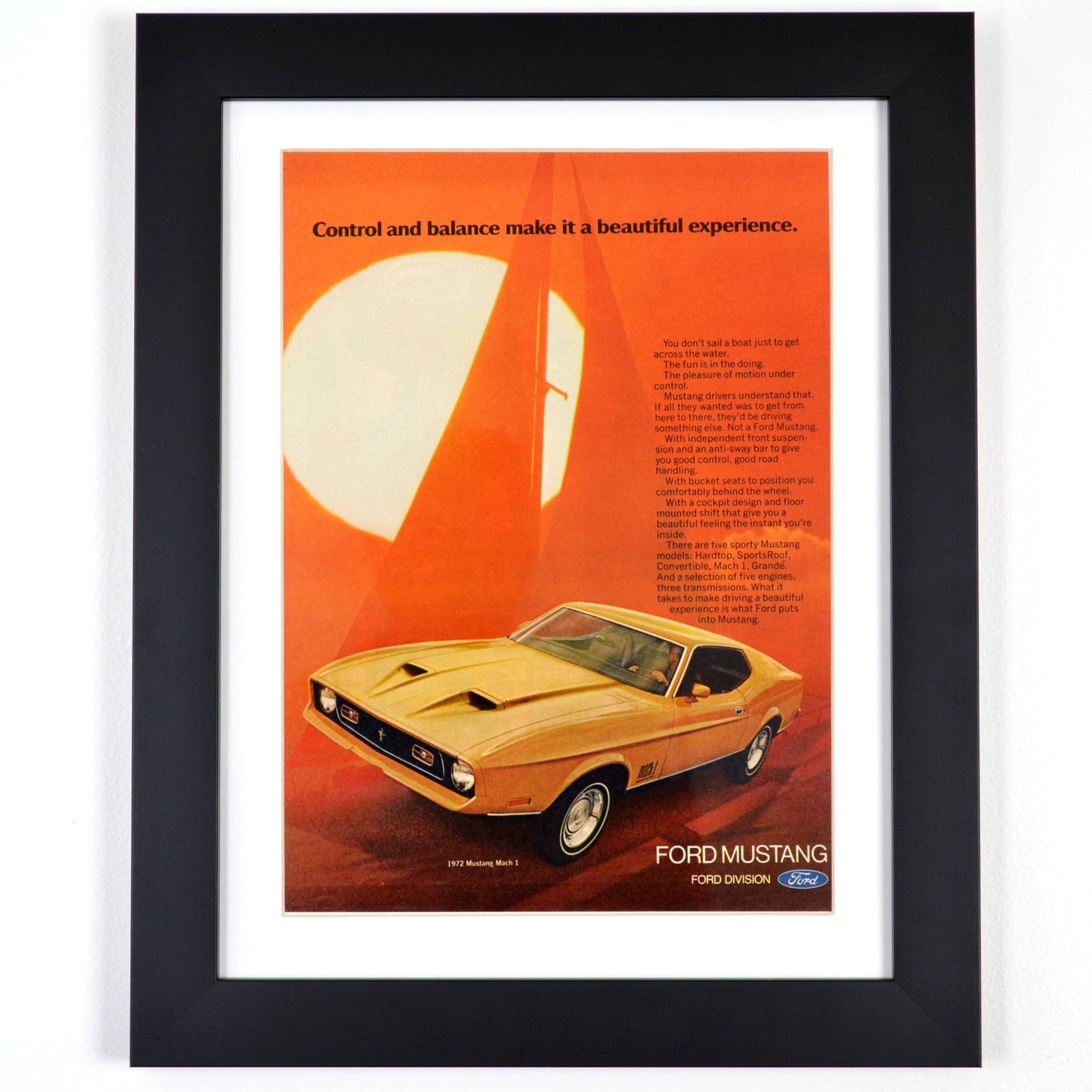 1972 Ford Mustang Mach-1 print ad framed