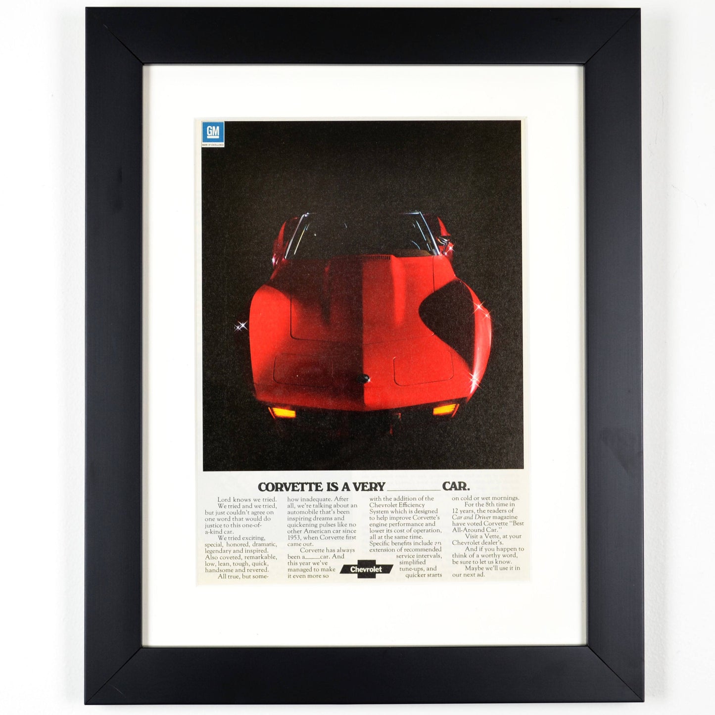 framed 1975 Chevrolet Corvette classic car print