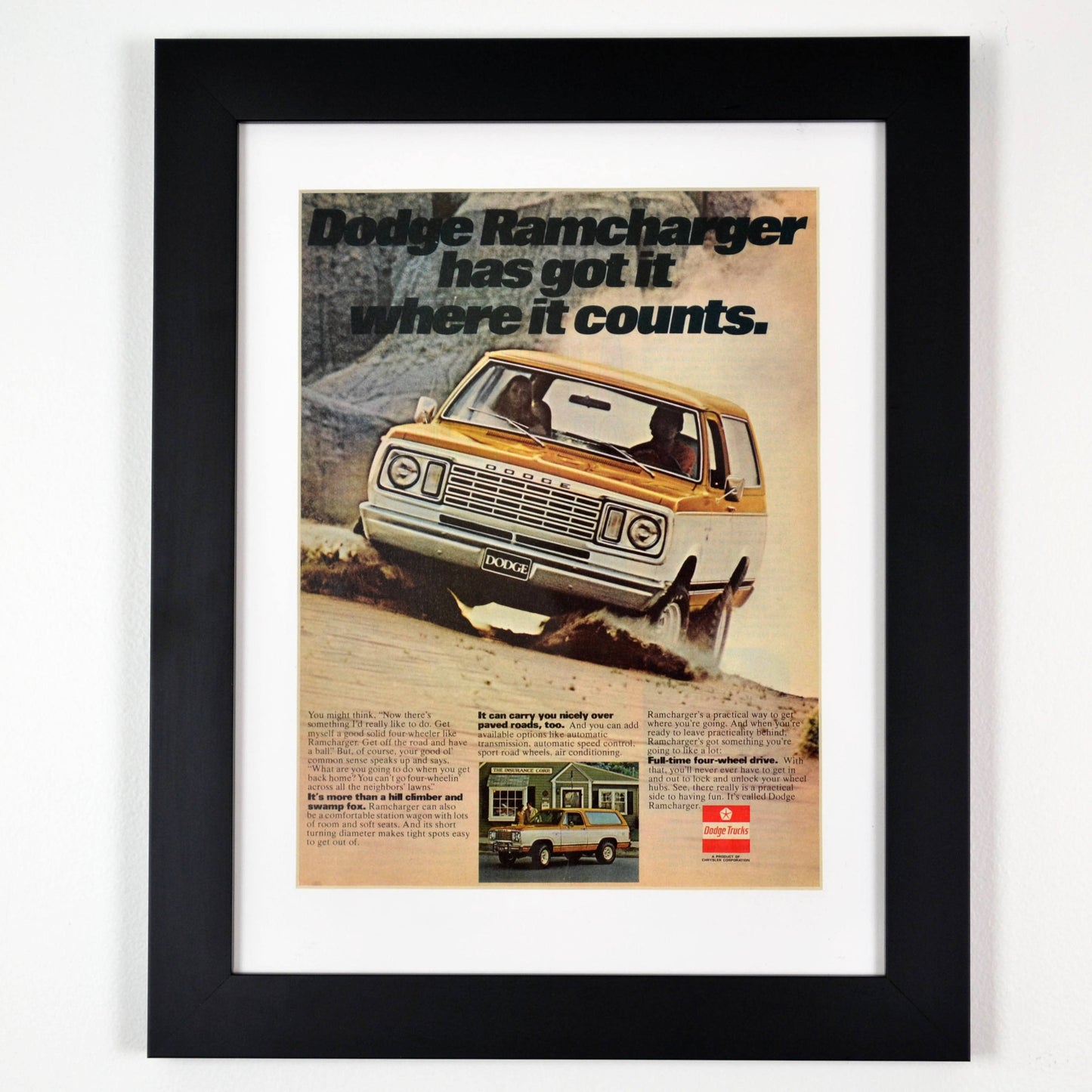 1977 Dodge Ramcharger print ad, framed
