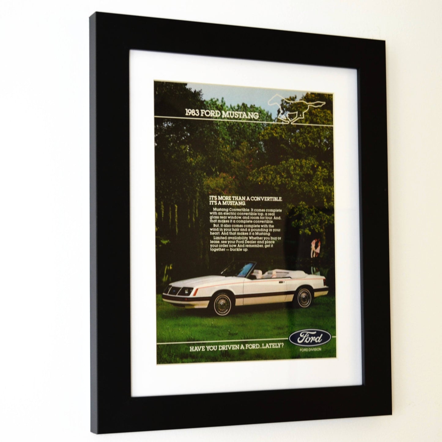 framed 1983 Ford Mustang convertible Print Ad