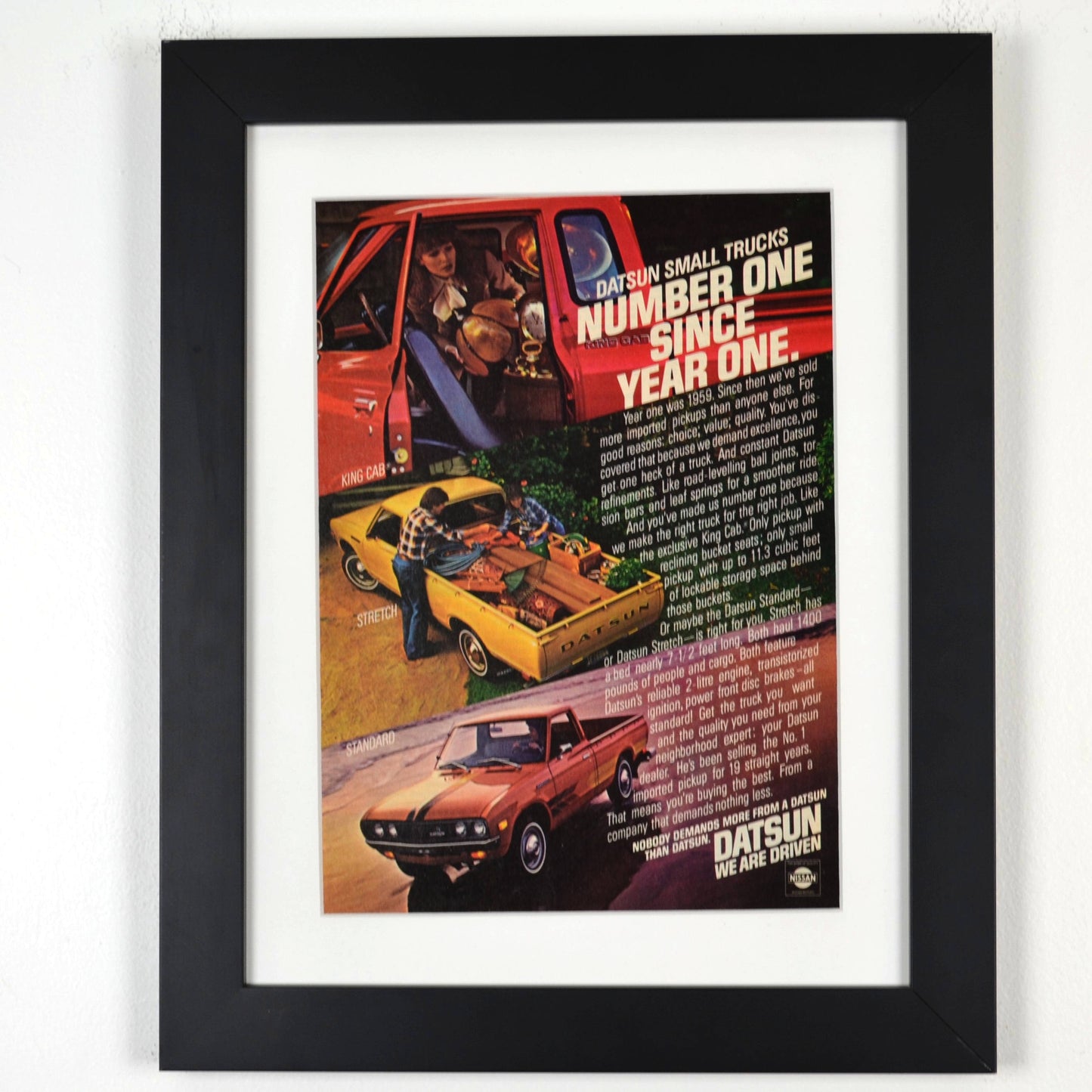 Framed 1978 Datsun Pickup Truck Ad