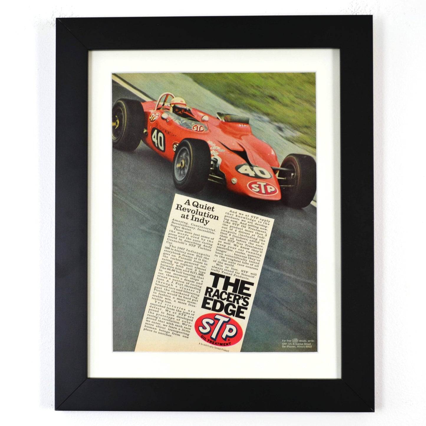 Framed 1967 STP Indy Racer Ad