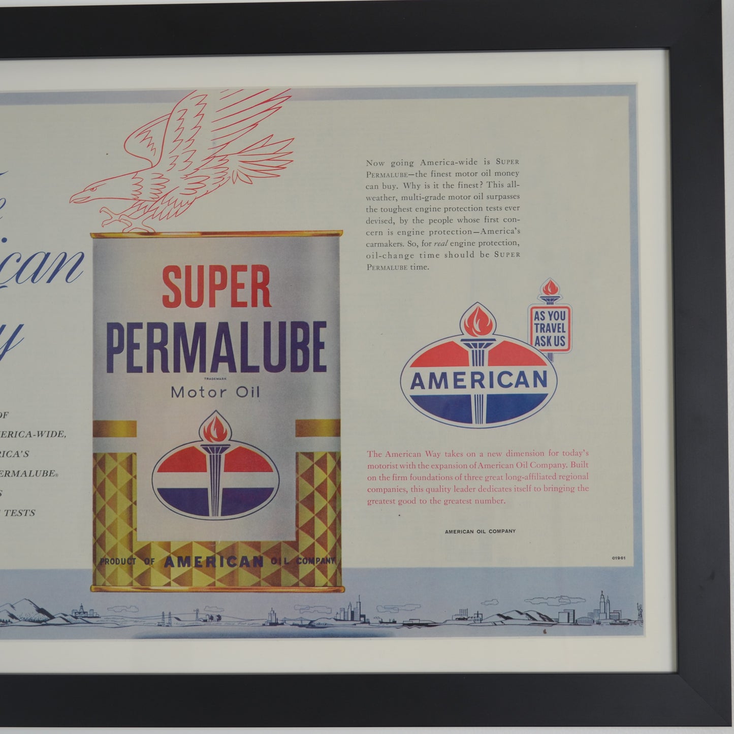 Classic Stripes: Framed 1960s American Oil Ad
