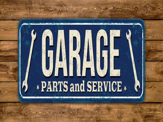 Garage parts and service sign, vintage art garage