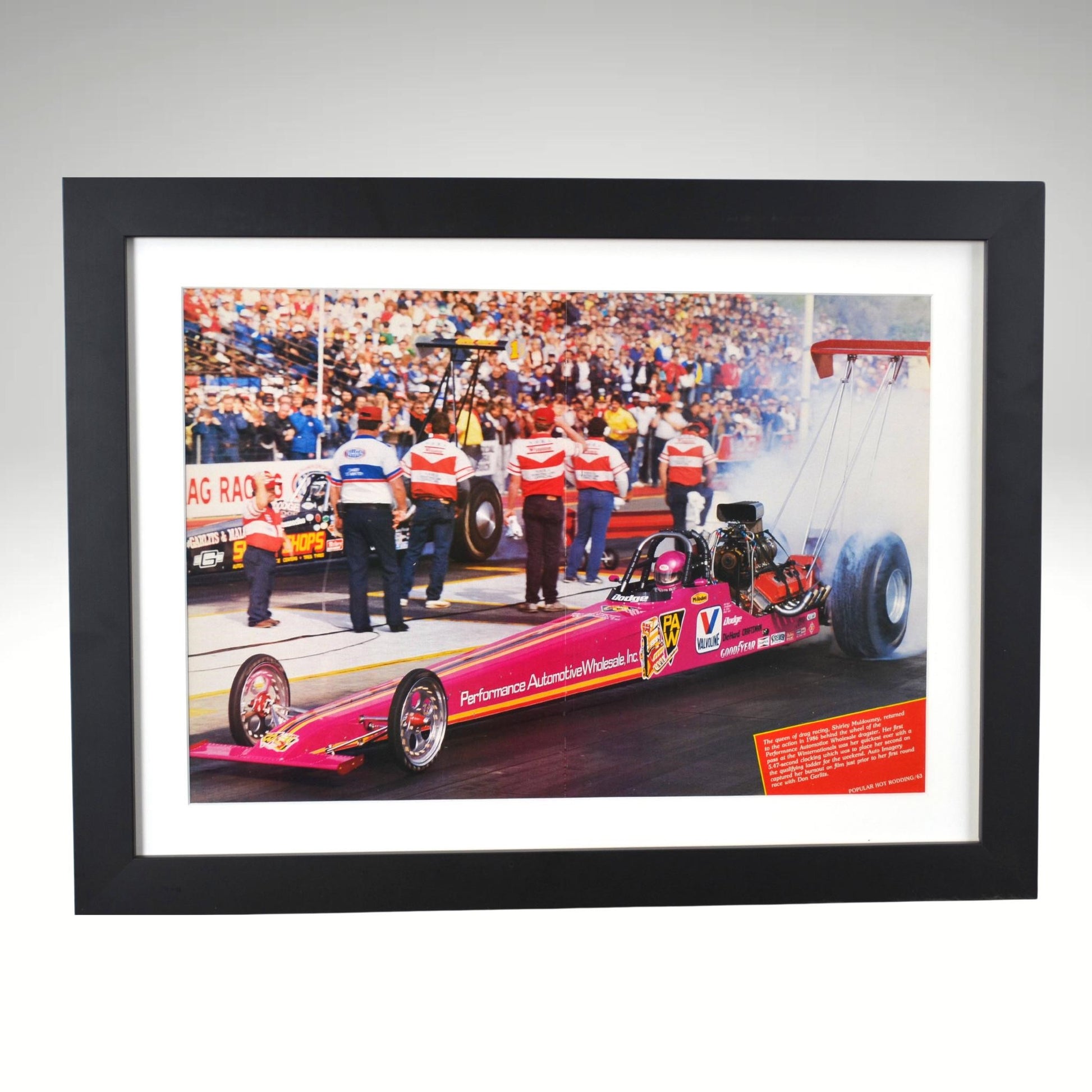 1986 NHRA Shirley Muldowney vs. Don Garlits Print – Framed Drag Racing Art