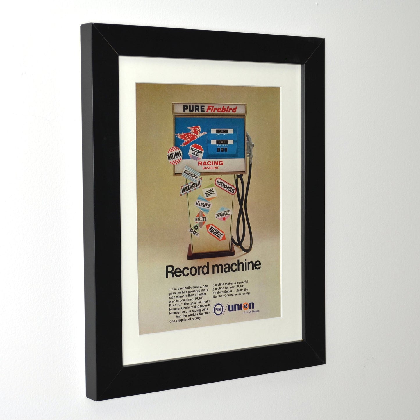 Original Union 76 Gasoline Vintage Print Ad framed side view